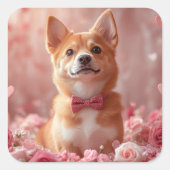 バセンジとバラ – バレンタインデー スクエアシール (正面)