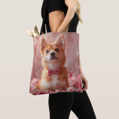 バセンジとバラ – バレンタインデー トートバッグ (クローズアップ)