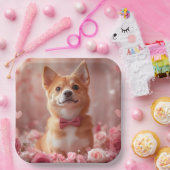 バセンジとバラ – バレンタインデー ペーパープレート (パーティー)