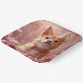 バセンジとバラ – バレンタインデー ペーパープレート (傾斜あり)