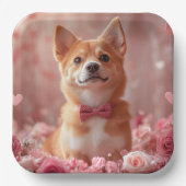 バセンジとバラ – バレンタインデー ペーパープレート (正面)