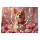 バセンジとバラ – バレンタインデー ラージペーパーバッグ (正面)