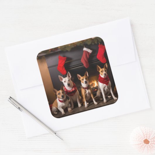 バセンジは暖炉のクリスマスまでに スクエアシール (封筒)