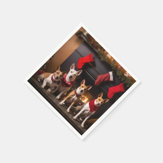 バセンジは暖炉のクリスマスまでに スタンダードカクテルナプキン (角)