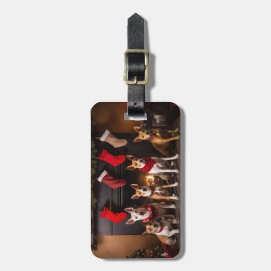 バセンジは暖炉のクリスマスまでに ラゲッジタグ (正面縦)