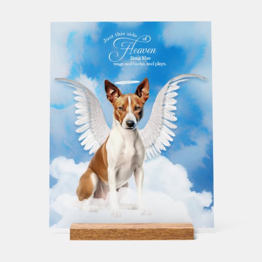 バセンジエンジェル犬の名前ペット記念碑 アクリルサイン