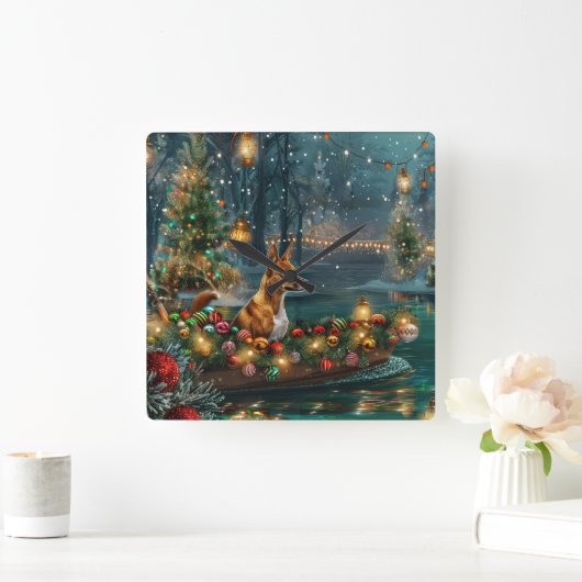 バセンジクリスマスフェスティバル航海 スクエア壁時計 (ホーム)