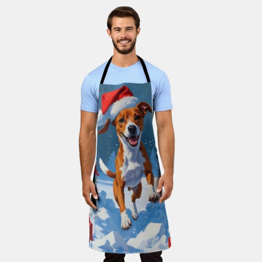 バセンジクリスマスフェスティバル雪景色 エプロン (着用した状態)