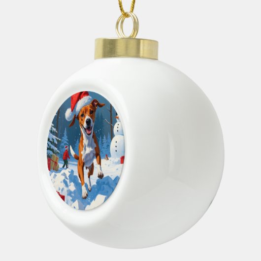 バセンジクリスマスフェスティバル雪景色 セラミックボールオーナメント (右)