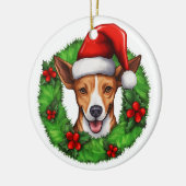 バセンジクリスマスリース セラミックオーナメント (左)