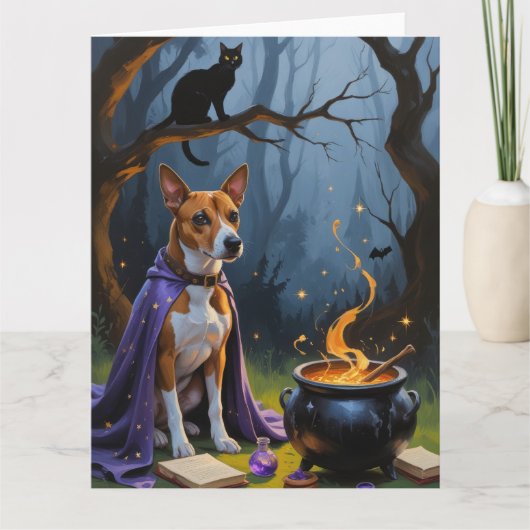 バセンジドッグお洒落ハロウィン絵を描ズ カード (正面)