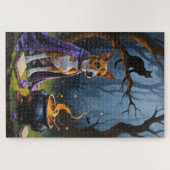 バセンジドッグお洒落ハロウィン絵を描ズ ジグソーパズル (横)