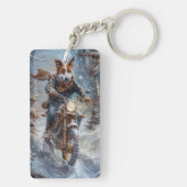 バセンジドッグオートバイクリスマスに乗る キーホルダー (裏面)