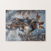 バセンジドッグオートバイクリスマスに乗る ジグソーパズル (横)