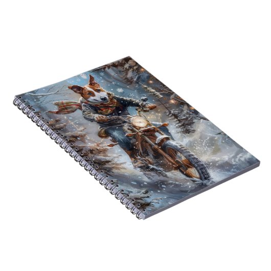 バセンジドッグオートバイクリスマスに乗る ノートブック (右側)