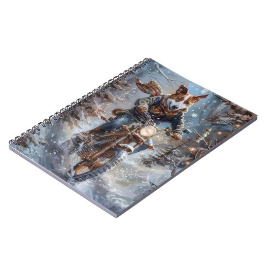 バセンジドッグオートバイクリスマスに乗る ノートブック (左側)