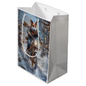 バセンジドッグオートバイクリスマスに乗る ミディアムペーパーバッグ (裏面アングル)