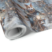 バセンジドッグオートバイクリスマスに乗る ラッピングペーパー (ロールコーナー)