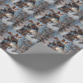 バセンジドッグオートバイクリスマスに乗る ラッピングペーパー (角)