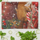 バセンジドッグクリスマスフェスティバル キッチンタオル (折り畳み)