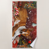 バセンジドッグクリスマスフェスティバル ビーチタオル (正面)
