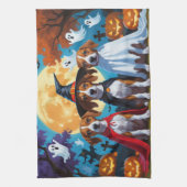 バセンジドッグスパンプキンハロウィンおもしろい キッチンタオル (縦)