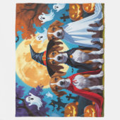バセンジドッグスパンプキンハロウィンおもしろい フリースブランケット (正面)