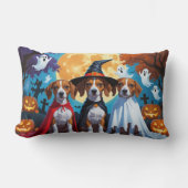 バセンジドッグスパンプキンハロウィンおもしろい ランバークッション (正面)