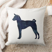 バセンジドッグブラックウォーターカラーシルエット クッション (ブランケット)