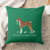 バセンジドッグメリークリスマスデザイン クッション (ブランケット)