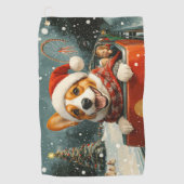 バセンジドッグローラーコースタークリスマス ゴルフタオル (正面)