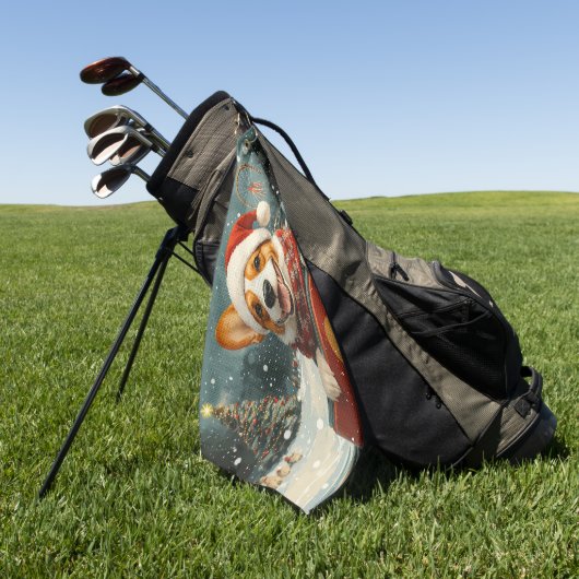 バセンジドッグローラーコースタークリスマス ゴルフタオル (グリーン)