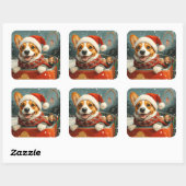 バセンジドッグローラーコースタークリスマス スクエアシール (シート)