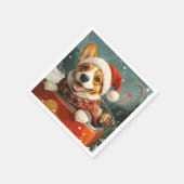 バセンジドッグローラーコースタークリスマス スタンダードカクテルナプキン (角)