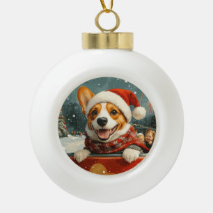 バセンジドッグローラーコースタークリスマス セラミックボールオーナメント
