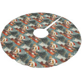 バセンジドッグローラーコースタークリスマス ブラッシュドポリエステルツリースカート (アングル)