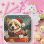 バセンジドッグローラーコースタークリスマス ペーパープレート (パーティー)