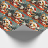 バセンジドッグローラーコースタークリスマス ラッピングペーパー (角)