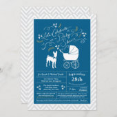 バセンジドッグ赤ちゃんシャワーボーイブルー 招待状 (正面/裏面)