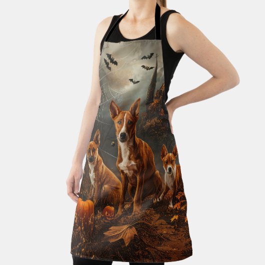 バセンジハロウィーンナイトドギー喜び エプロン (インサイチュ)