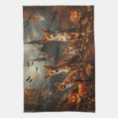 バセンジハロウィーンナイトドギー喜び キッチンタオル (縦)