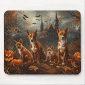 バセンジハロウィーンナイトドギー喜び マウスパッド (正面)