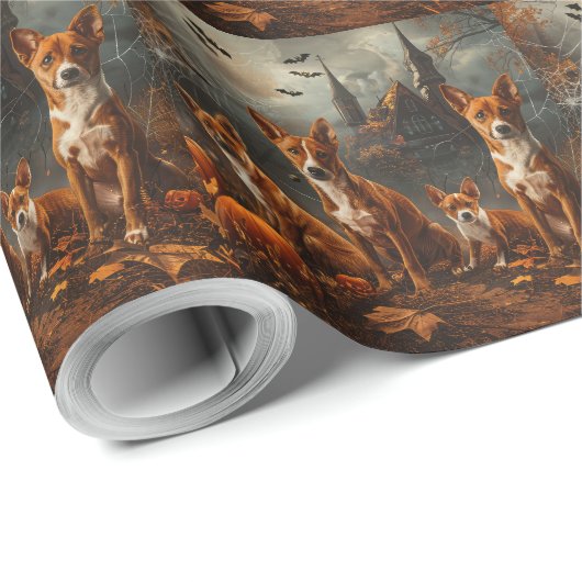 バセンジハロウィーンナイトドギー喜び ラッピングペーパー (ロールコーナー)