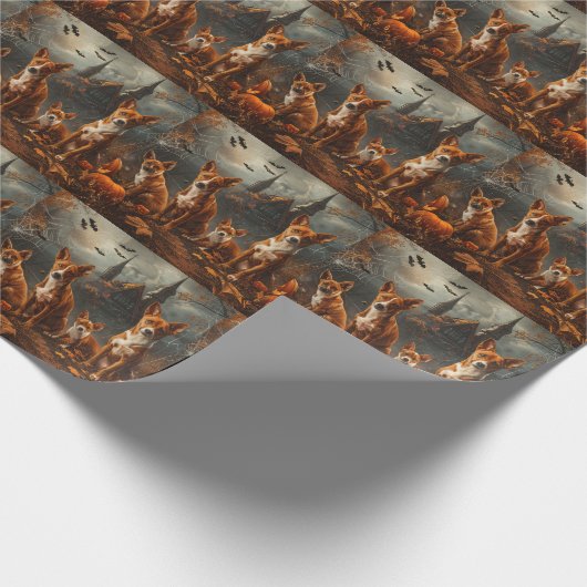 バセンジハロウィーンナイトドギー喜び ラッピングペーパー (角)