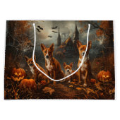 バセンジハロウィーンナイトドギー喜び ラージペーパーバッグ (正面)