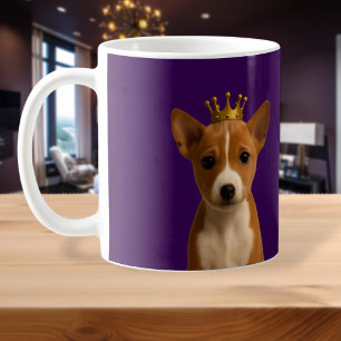 バセンジパピーin金ゴールドクラウンかわいい コーヒーマグカップ