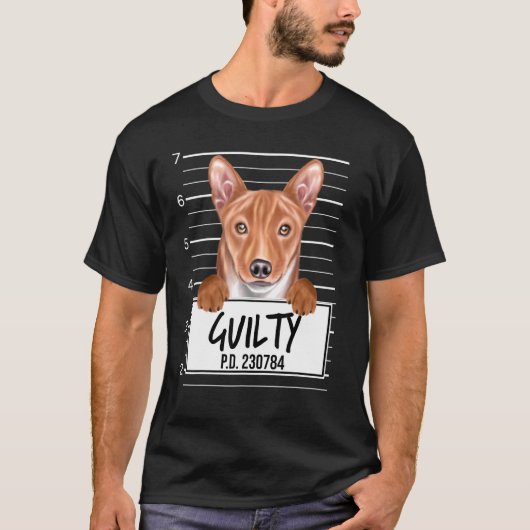 バセンジムグショット犯人の犬 Tシャツ (正面)