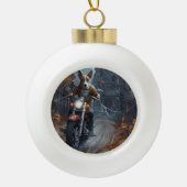 バセンジライディングオートバイハロウィンホラー セラミックボールオーナメント (正面)