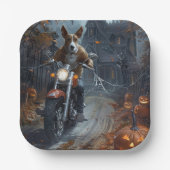 バセンジライディングオートバイハロウィンホラー ペーパープレート (正面)