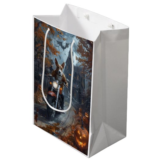 バセンジライディングオートバイハロウィンホラー ミディアムペーパーバッグ (正面アングル)